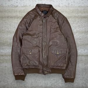 Vintage Peter Jon Genuine Leather Jacket Chocolate Brown Insulated Full Zip 90s